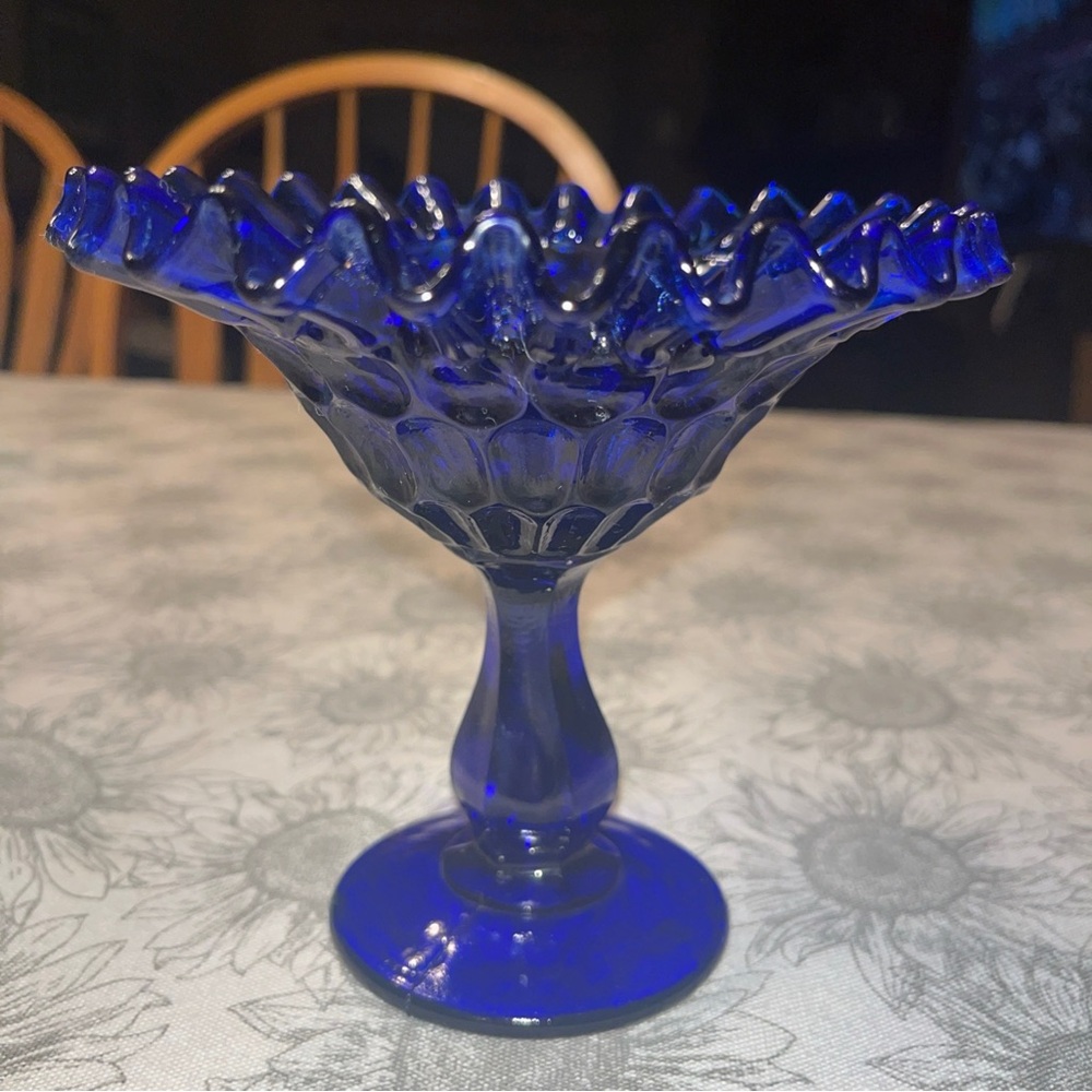 Elegant Blue Glass Compote
